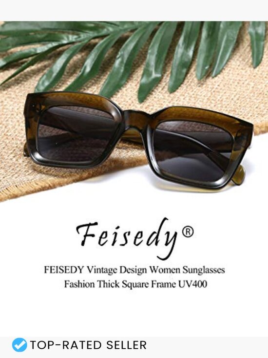 Classic Square Sunglasses Chunky Thick Frame UV Protection Retro Vintage main image 7